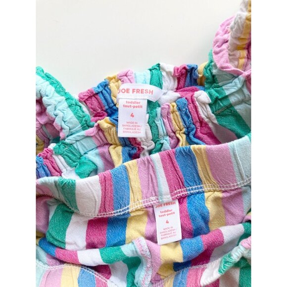 Girls' JOE FRESH Multi Rainbow Striped Viscose Crepe Tank Shorts Set, Size 4 - Picture 8 of 11